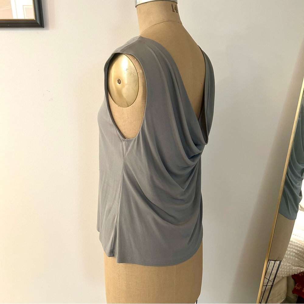 Eileen Fisher Women’s Gray Silk Jersey Sleeveless Drape Back Tank Sz M